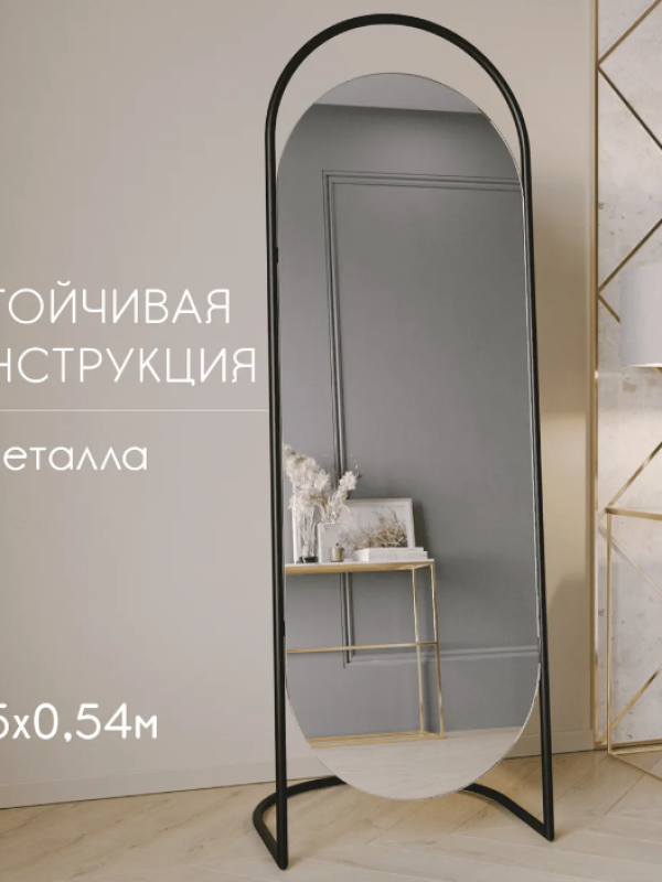 Дизайнерское напольное зеркало Glass Memory Queen в металлической раме черного цвета